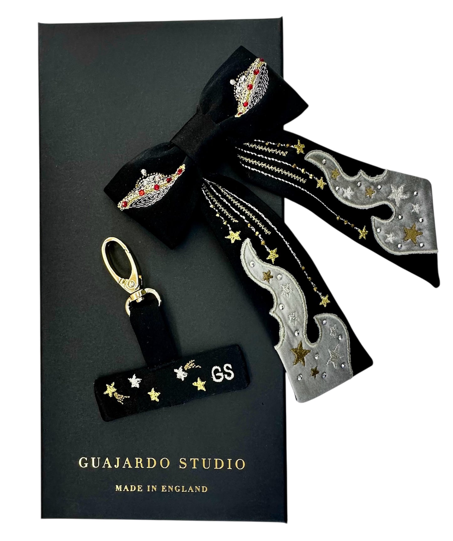 Cosmic flame convertible silk tie / bag charm