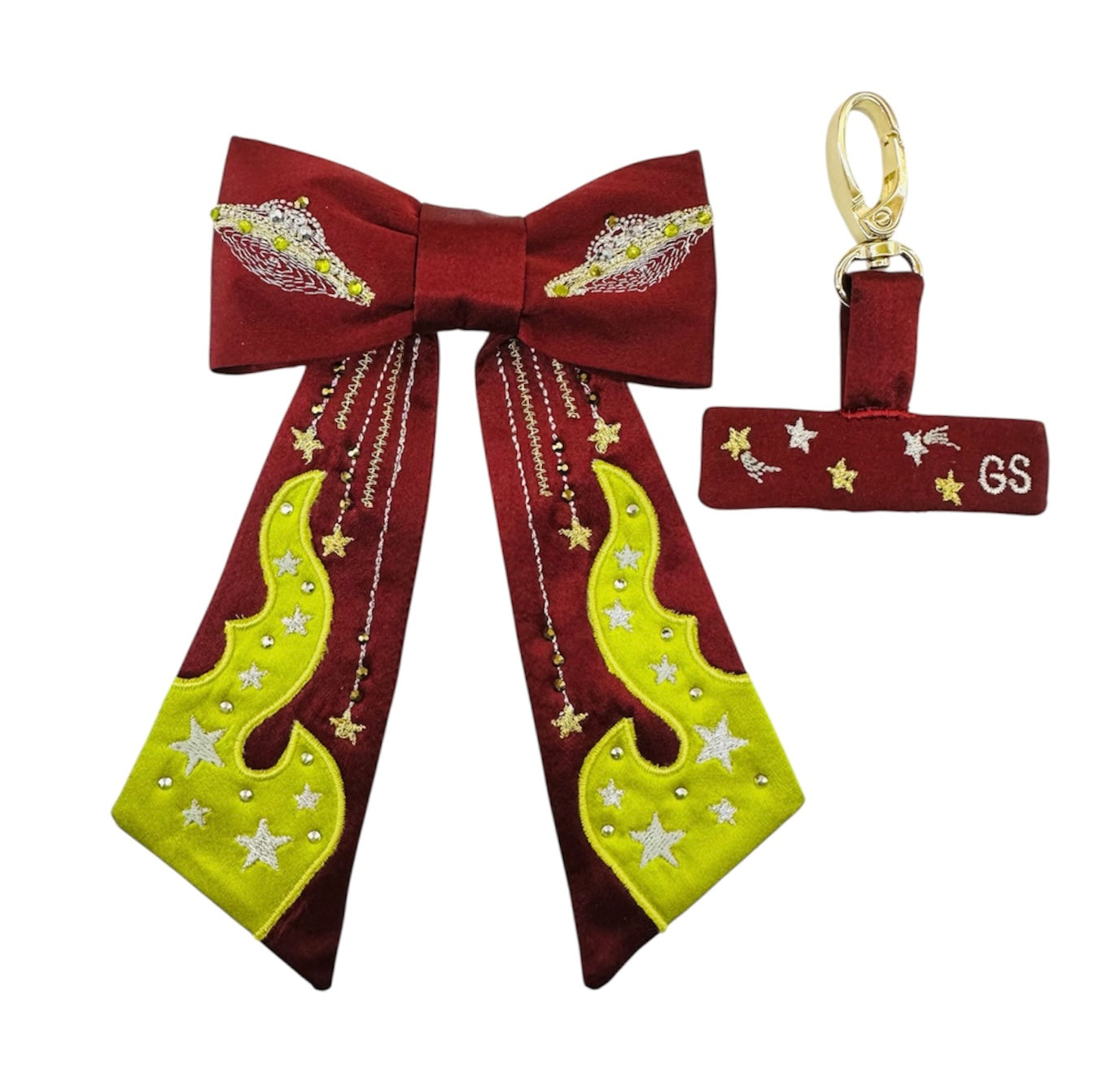 Cosmic flame convertible silk tie / bag charm