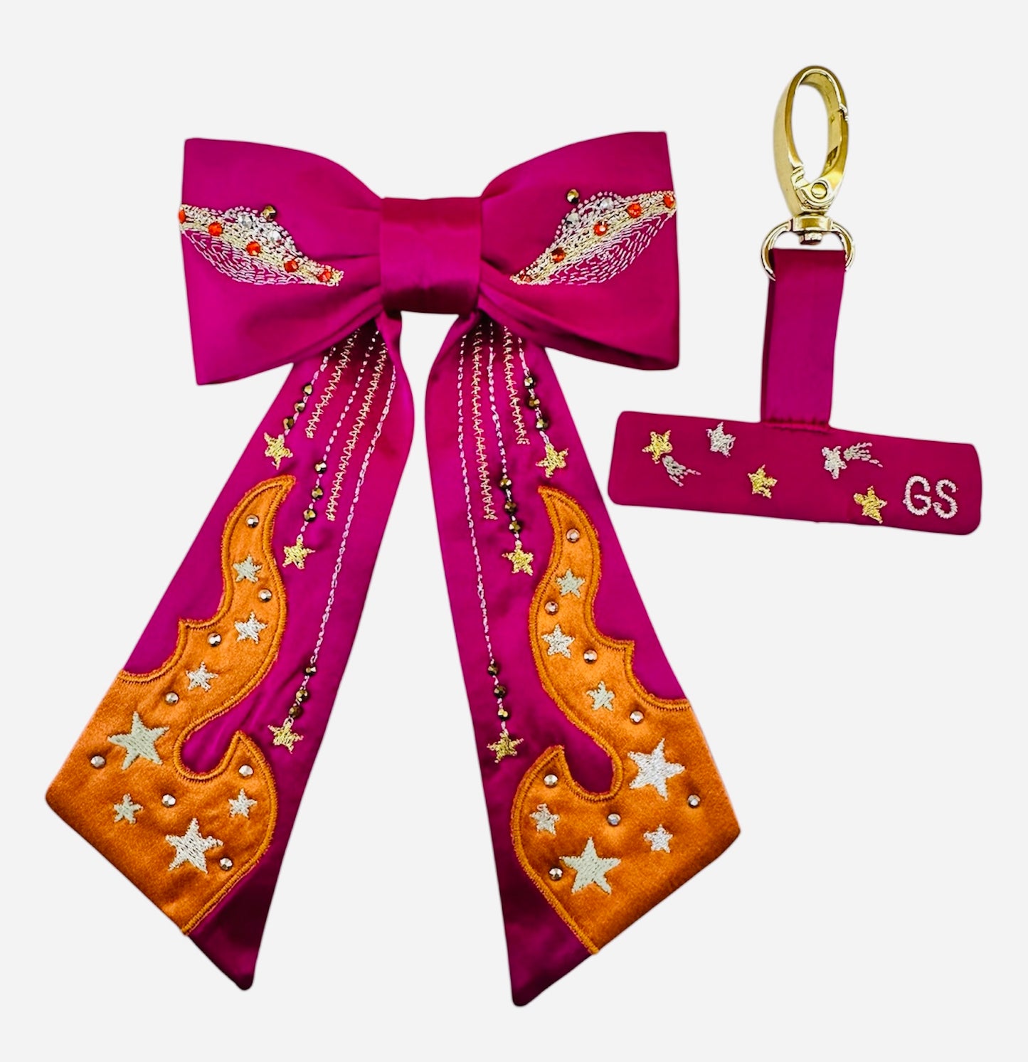 Cosmic flame convertible silk tie / bag charm