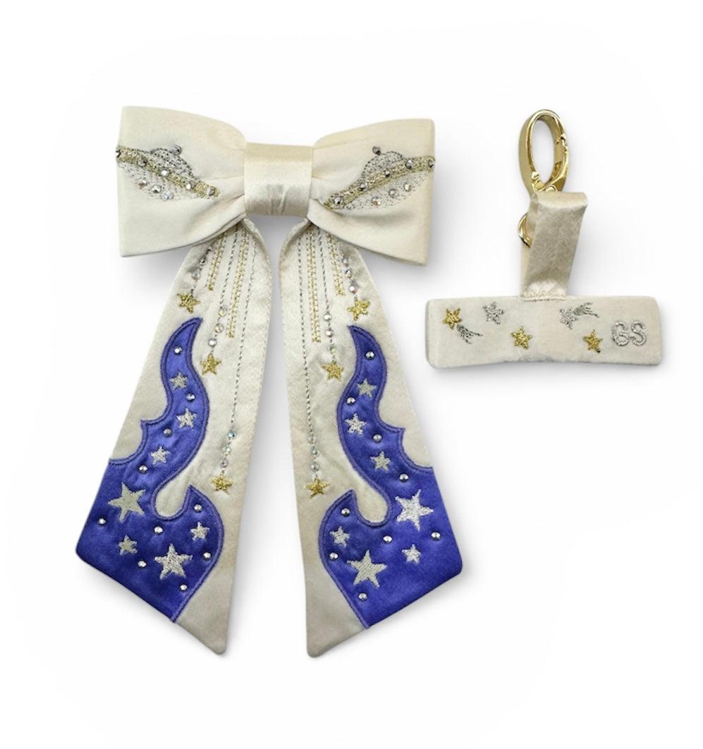 Cosmic flame convertible silk tie / bag charm