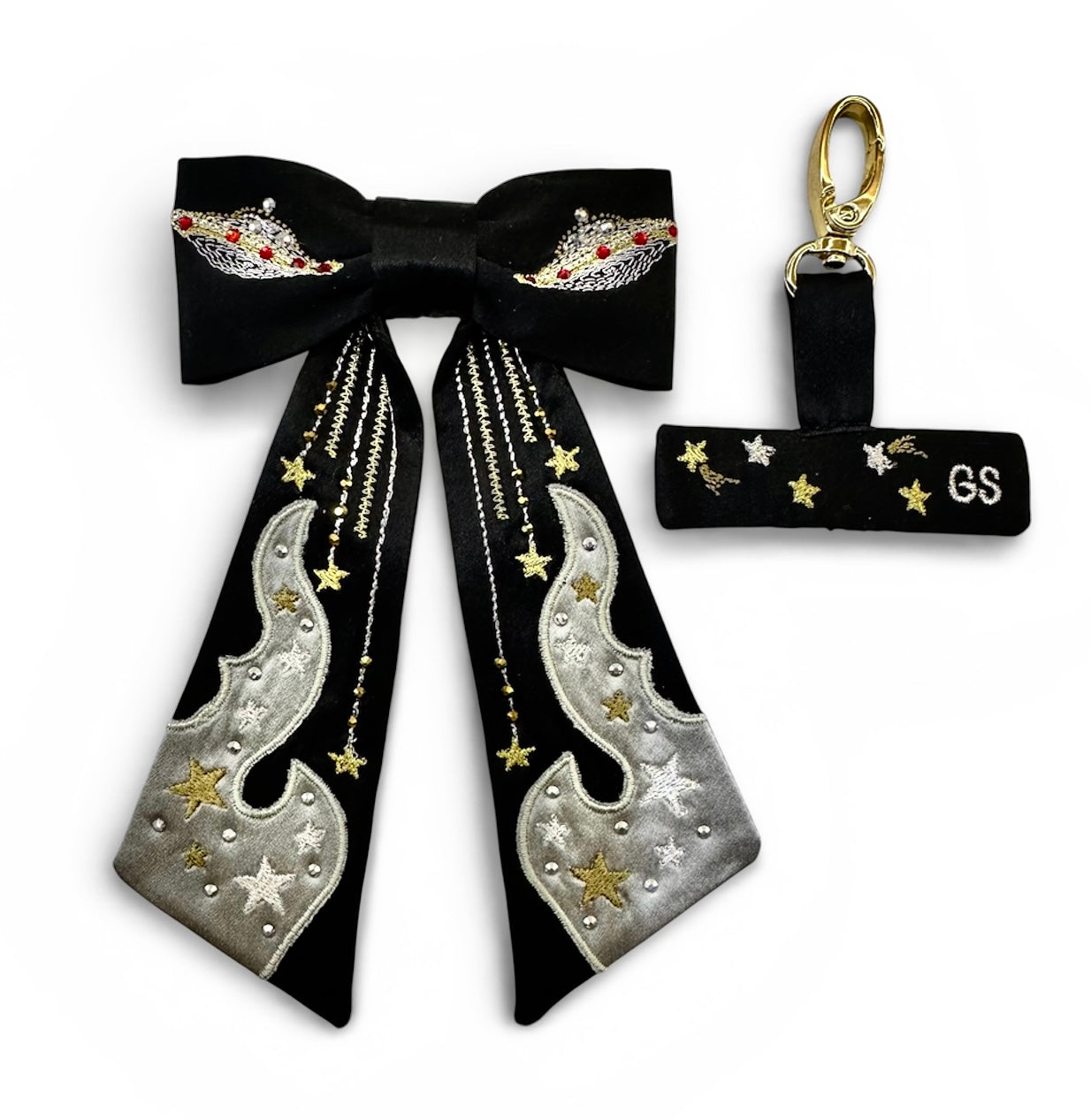 Cosmic flame convertible silk tie / bag charm