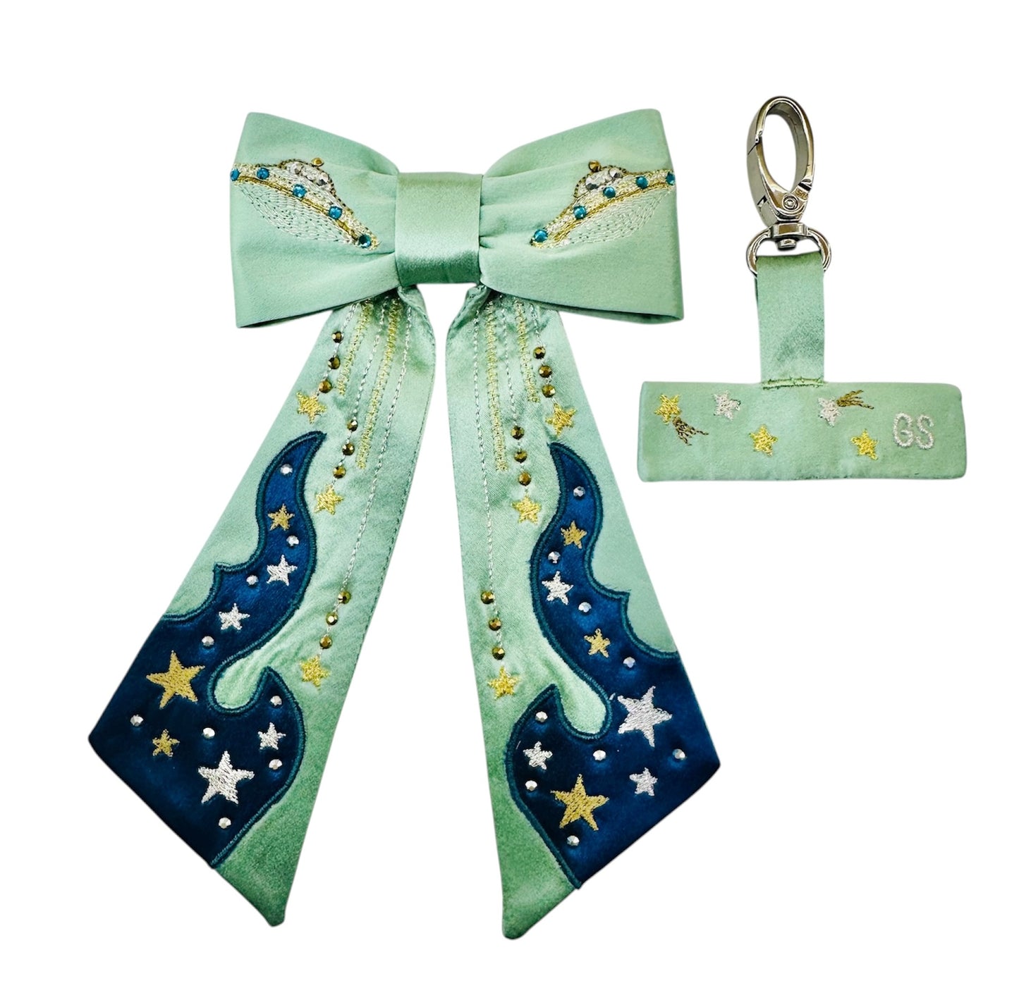 Cosmic flame convertible silk tie / bag charm